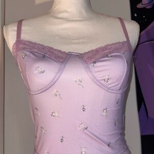 Dolls Kill Lilac Floral Lace Chemise